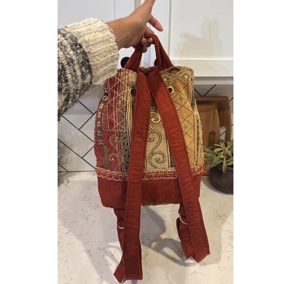 Handmade tapestry carpet bag adjustable backpack pocket inside bohemian indie main image 5